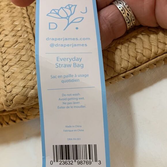 Draper James straw handbag with floral scarf - Picture 10 of 11